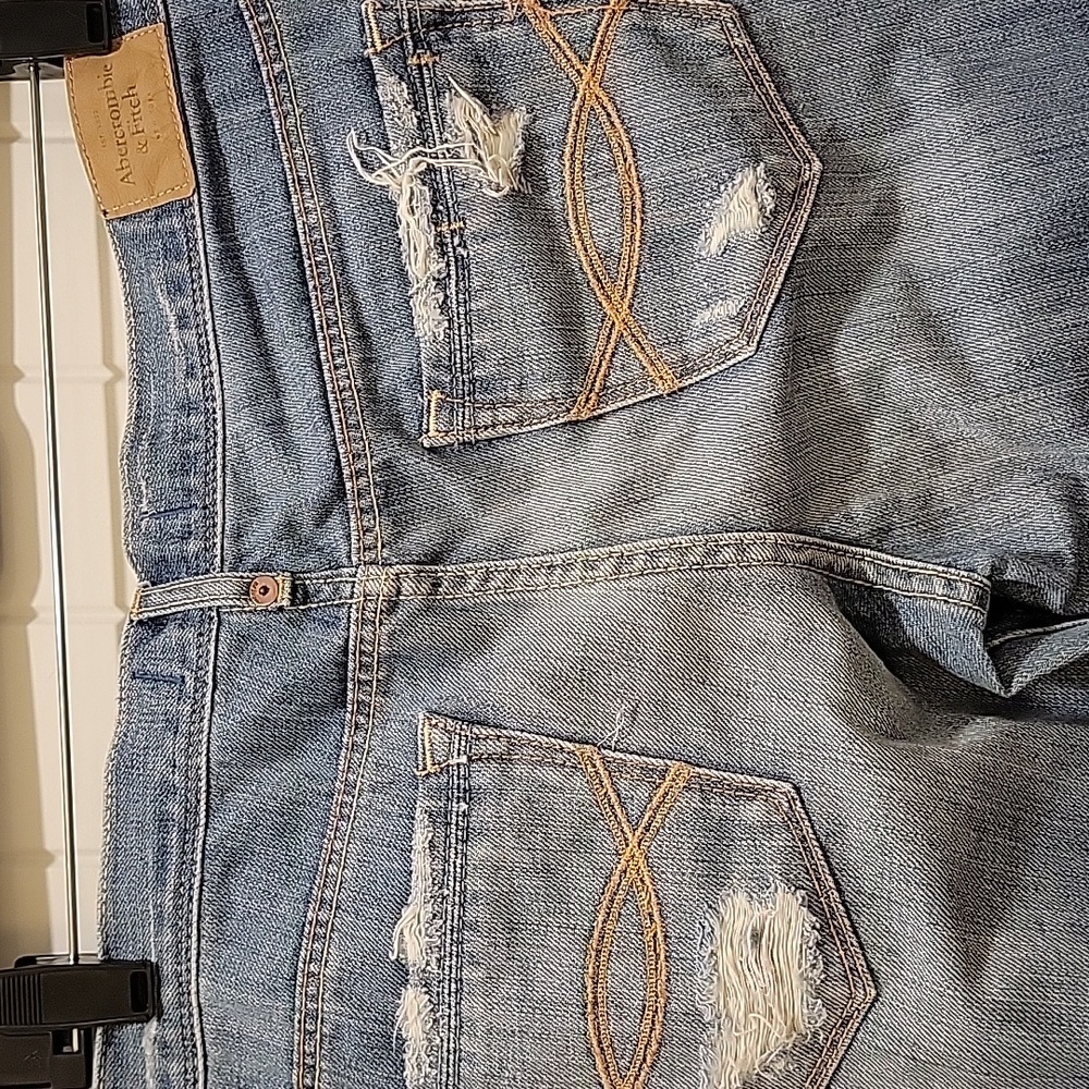 Abercrombie & Fitch Low Rise Blue Distressed Jeans Size 6 - Picture 7 of 10